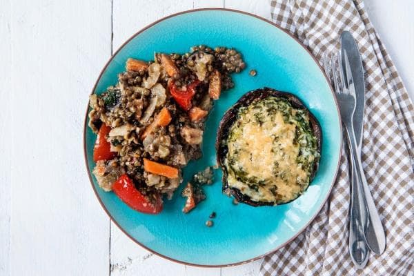 Gegratineerde portobello's 