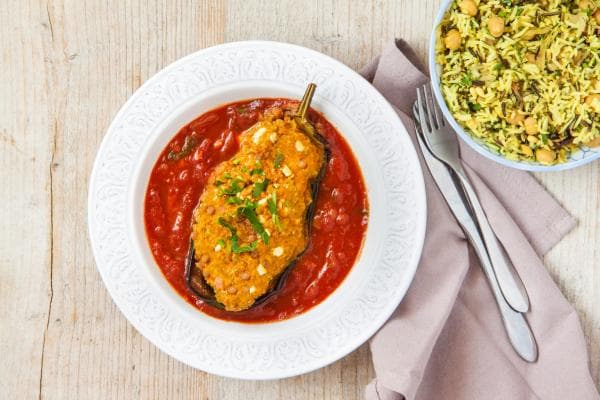 Stuffed Aubergine with Wild Rice