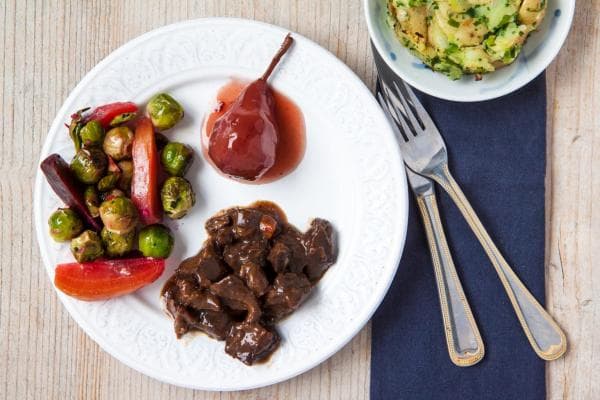 Wild Boar Stew with Poached Pear