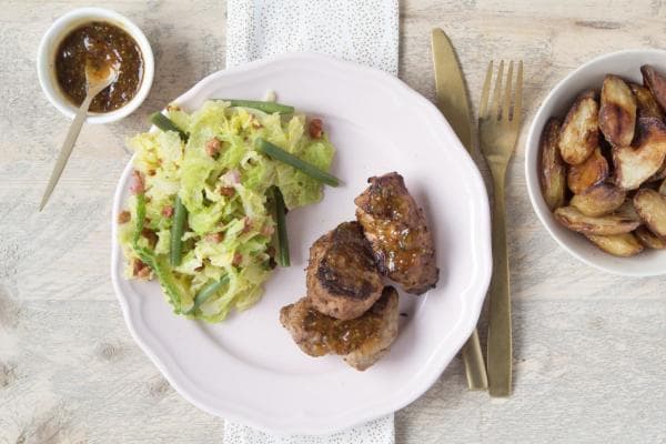 Pork Tenderloin with Savoy Cabbage