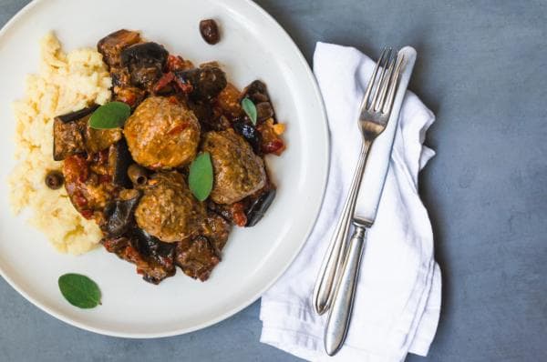 Italian Meatballs with Caponata