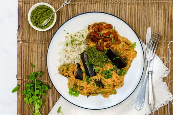 Rajma Dahl with Aubergine Curry