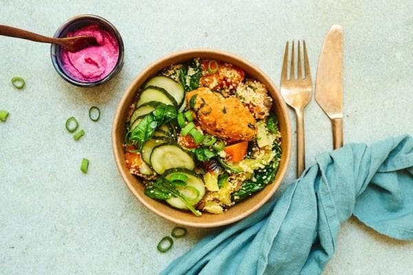 Moroccan Meal Salad with Beetroot Hummus