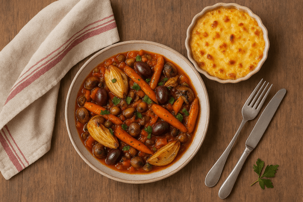 Provençaalse stoof met aardappelgratin