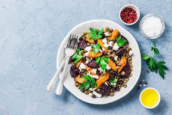 Lentil Salad Bowl with Pesto Beetroot