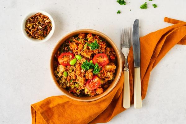 Quinoa Salad & Sticky Tempeh