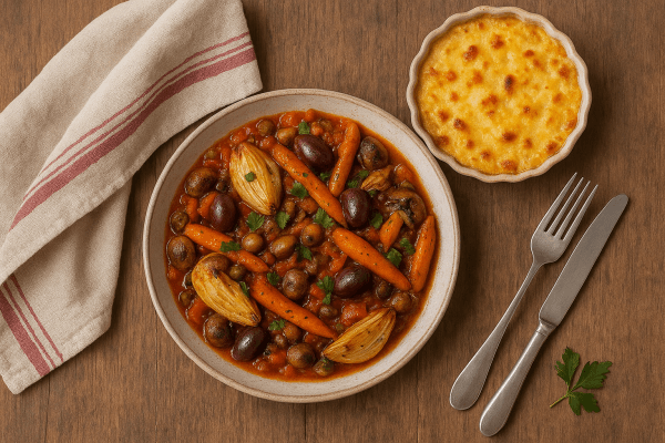 Provençaalse stoof met aardappelgratin