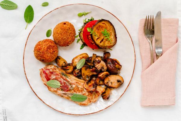 Saltimbocca with Arancini