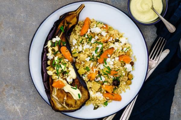 Smoked Aubergine with Saffron Sauce