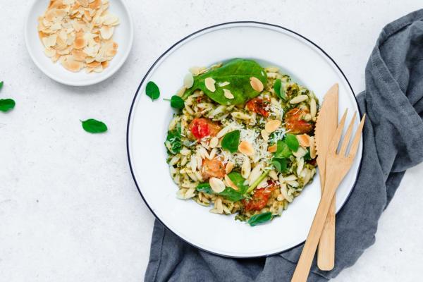 Orzo pasta with spinach