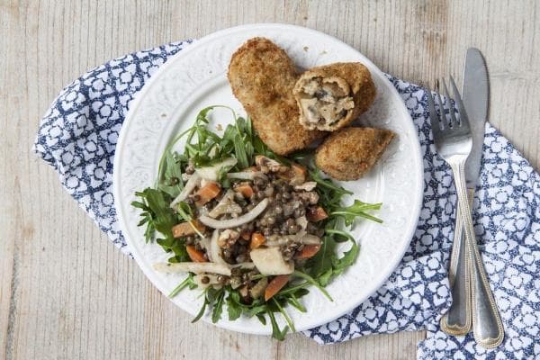 Warm Lentil Salad with Arancini