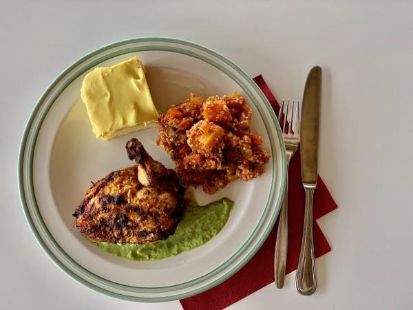 Pollo a la brasa with aji verde