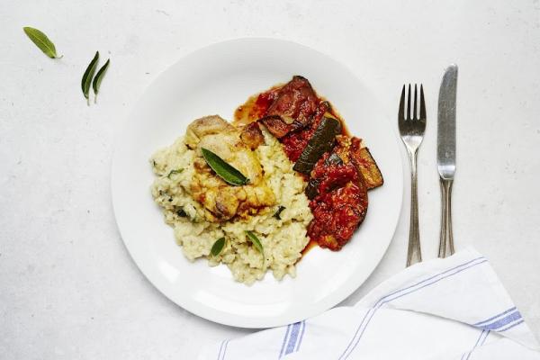 Chicken with Risotto and Ratatouille