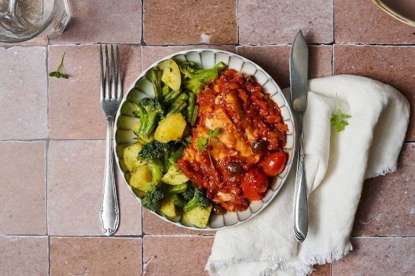 Mediterranean Fish with Pesto Potato Salad